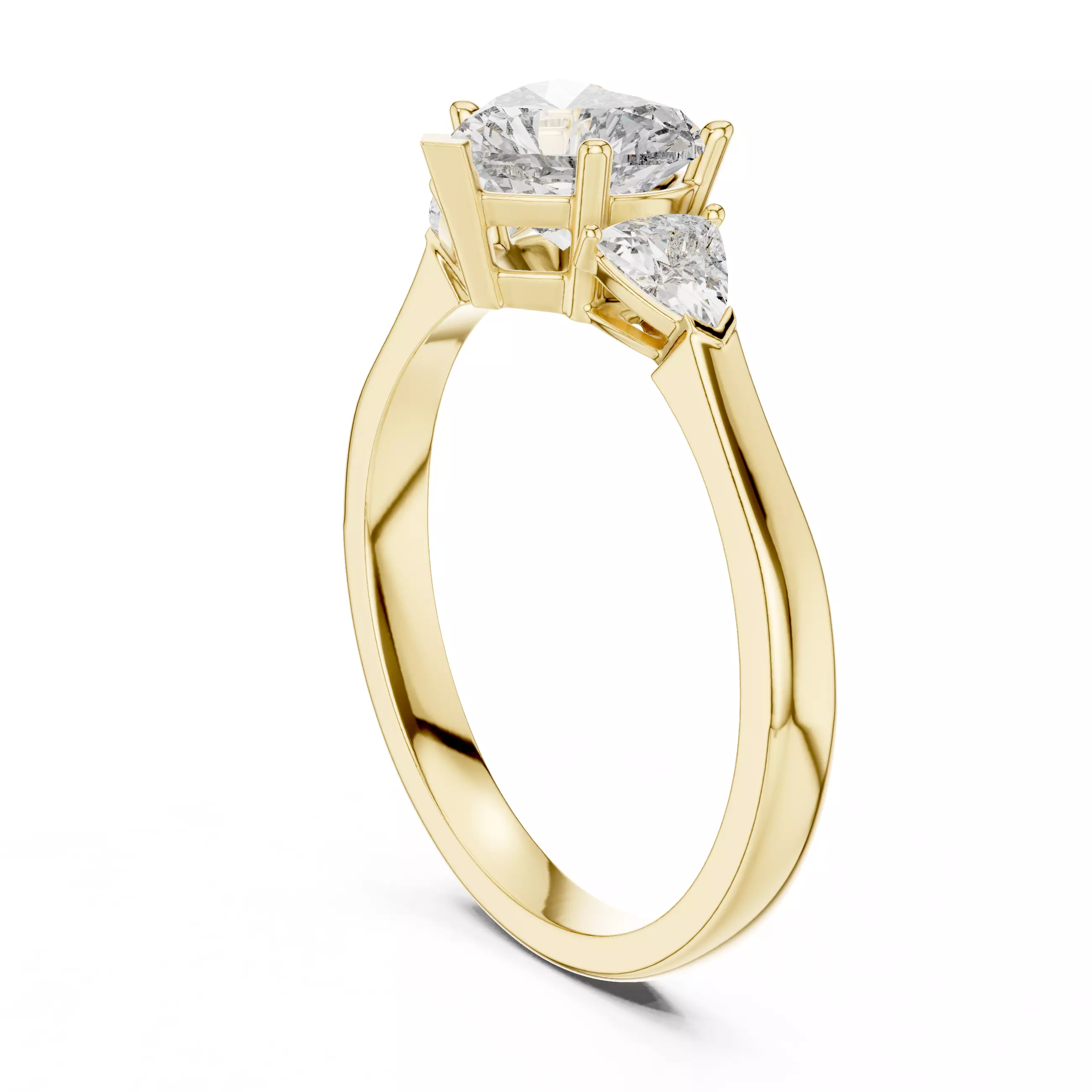 Heart Trillion Trio Solitaire Ring 3dm stl renders 360 animation 3D print model_10