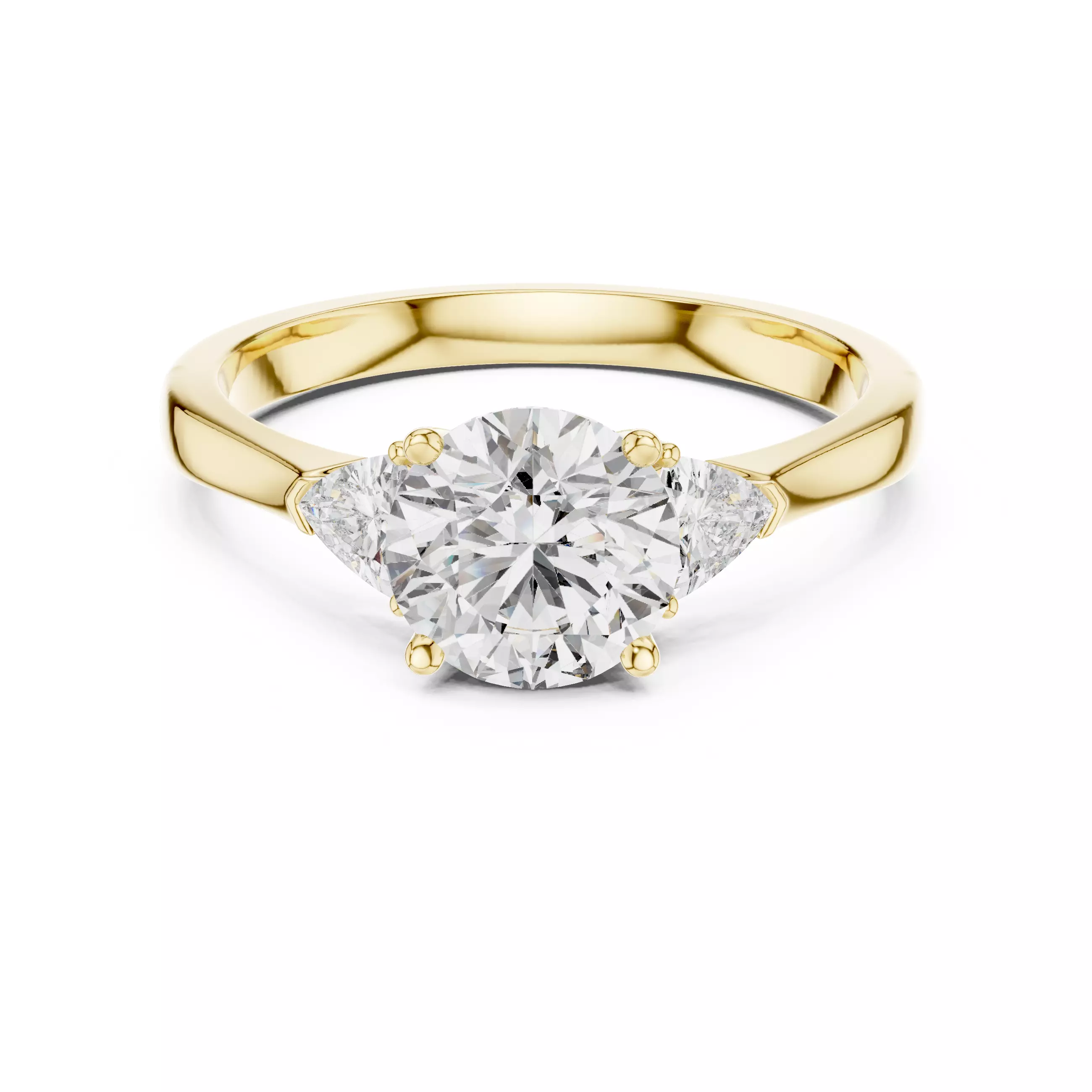 Round Trillion Trio Solitaire Ring 3dm stl renders 360 animation 3D print model_13