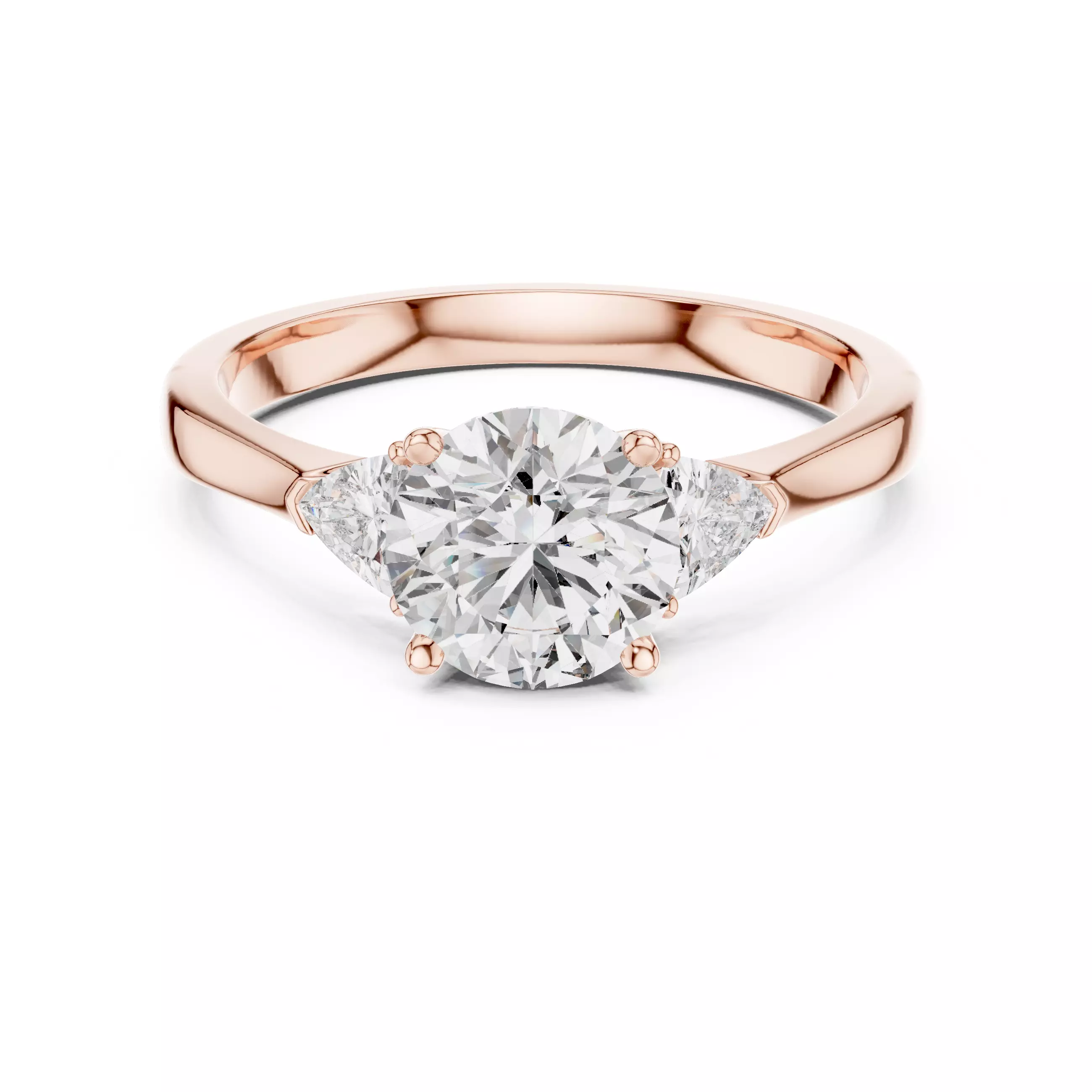 Round Trillion Trio Solitaire Ring 3dm stl renders 360 animation 3D print model_0