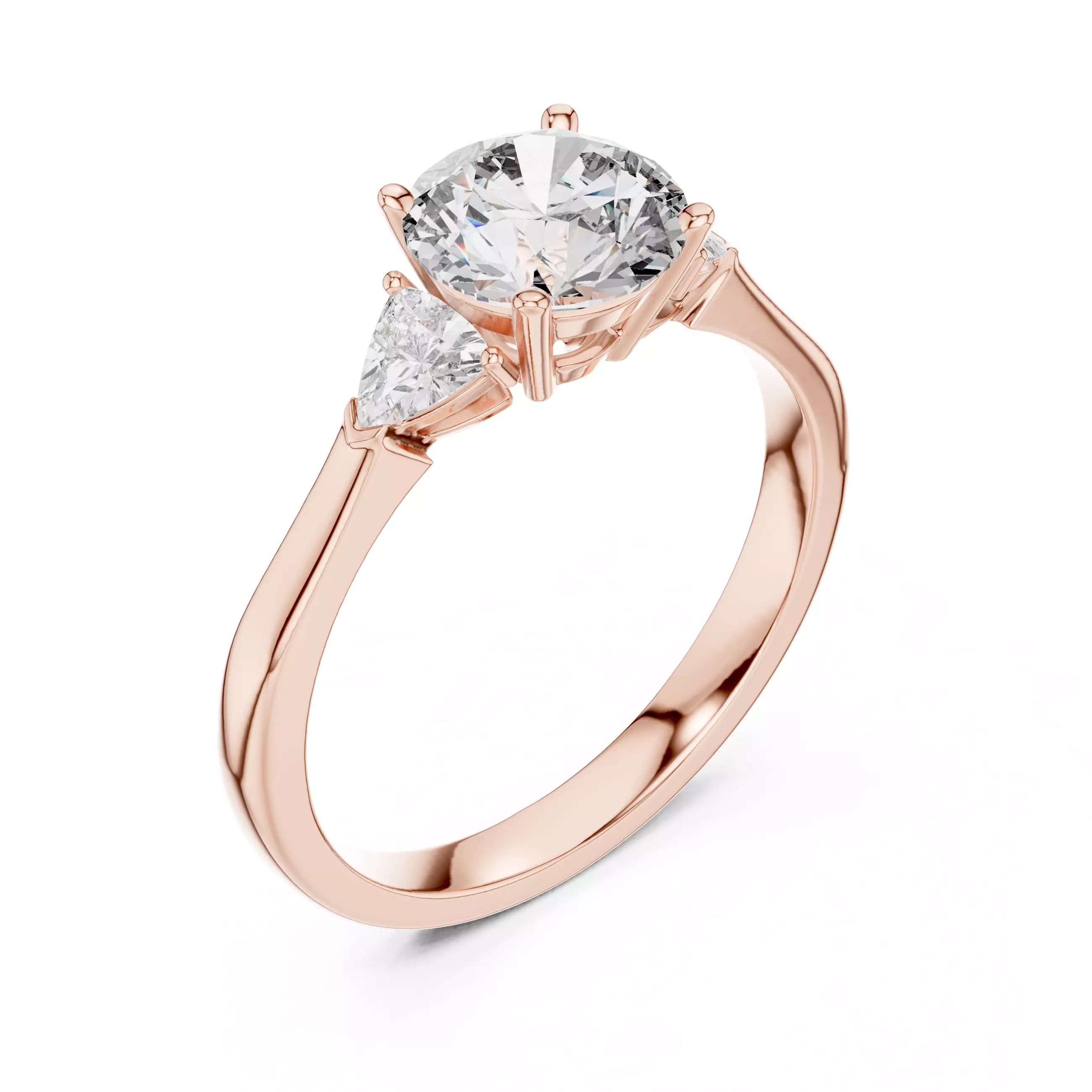 Round Trillion Trio Solitaire Ring 3dm stl renders 360 animation 3D print model_4