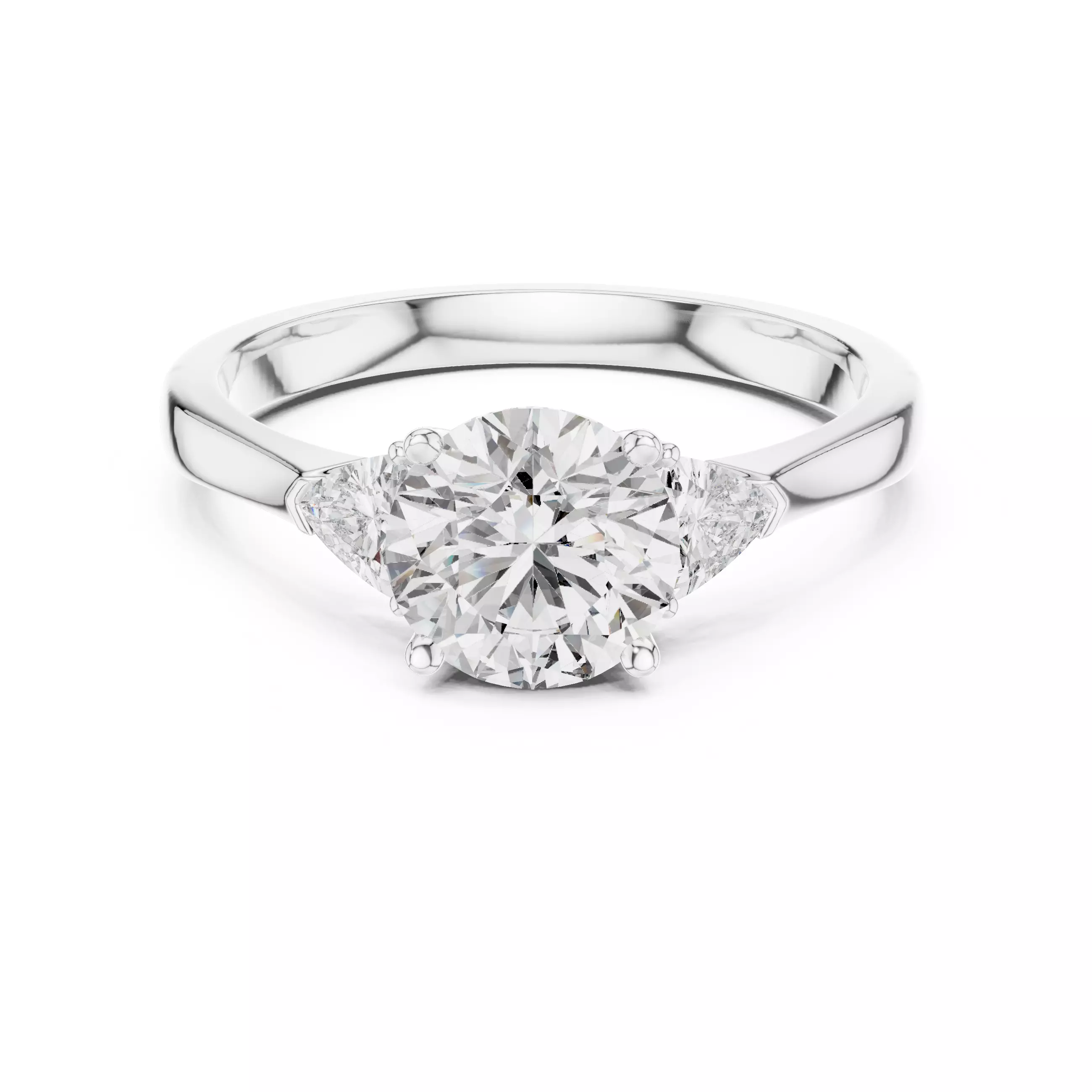 Round Trillion Trio Solitaire Ring 3dm stl renders 360 animation 3D print model_9