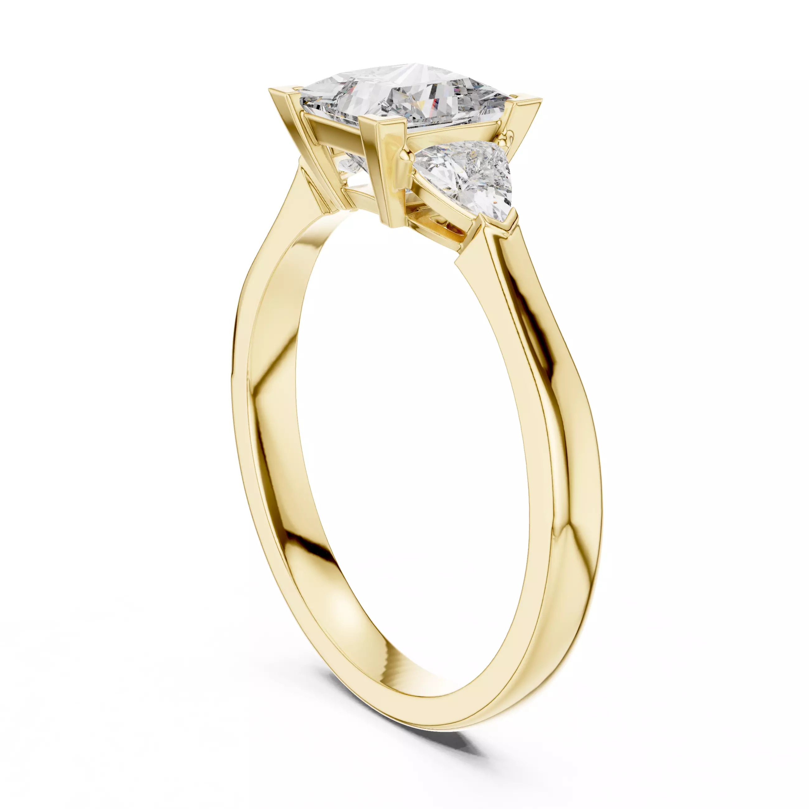 Princess Trillion Trio Solitaire Ring 3dm stl renders animation 3D print model_10