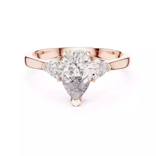 Pear Trillion Trio Solitaire Ring 3dm stl renders 360 animation