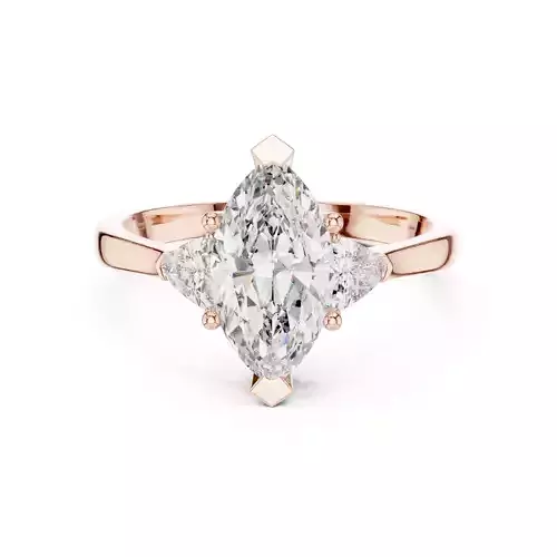 Trillion Marquise Trio Solitaire Ring 3dm stl renders animation