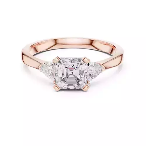 Asscher Trillion Solitaire Ring 3dm stl renders 360 animation  3D print model