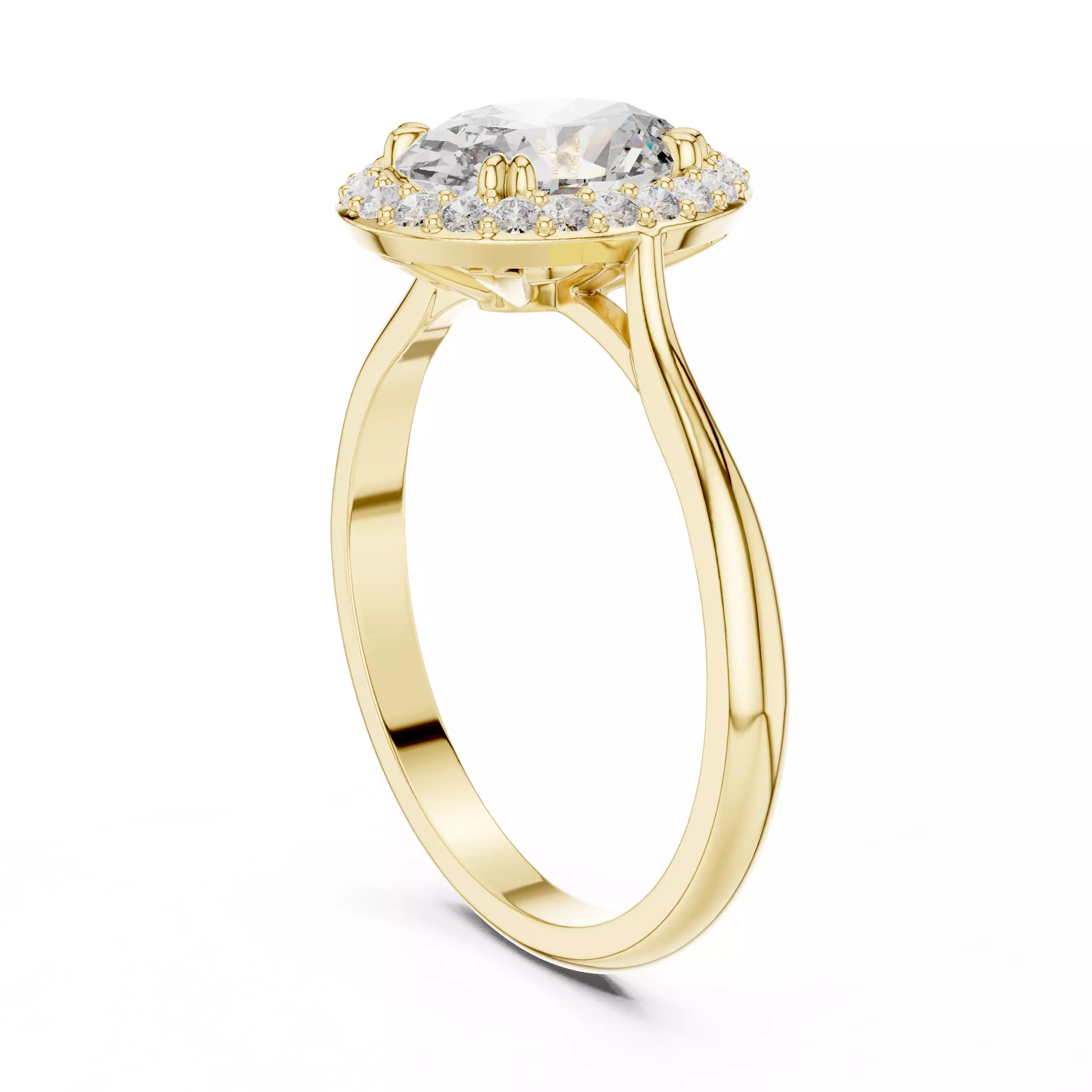 Oval Halo Solitaire Ring 3dm stl renders 360 animation videos 3D print model_10