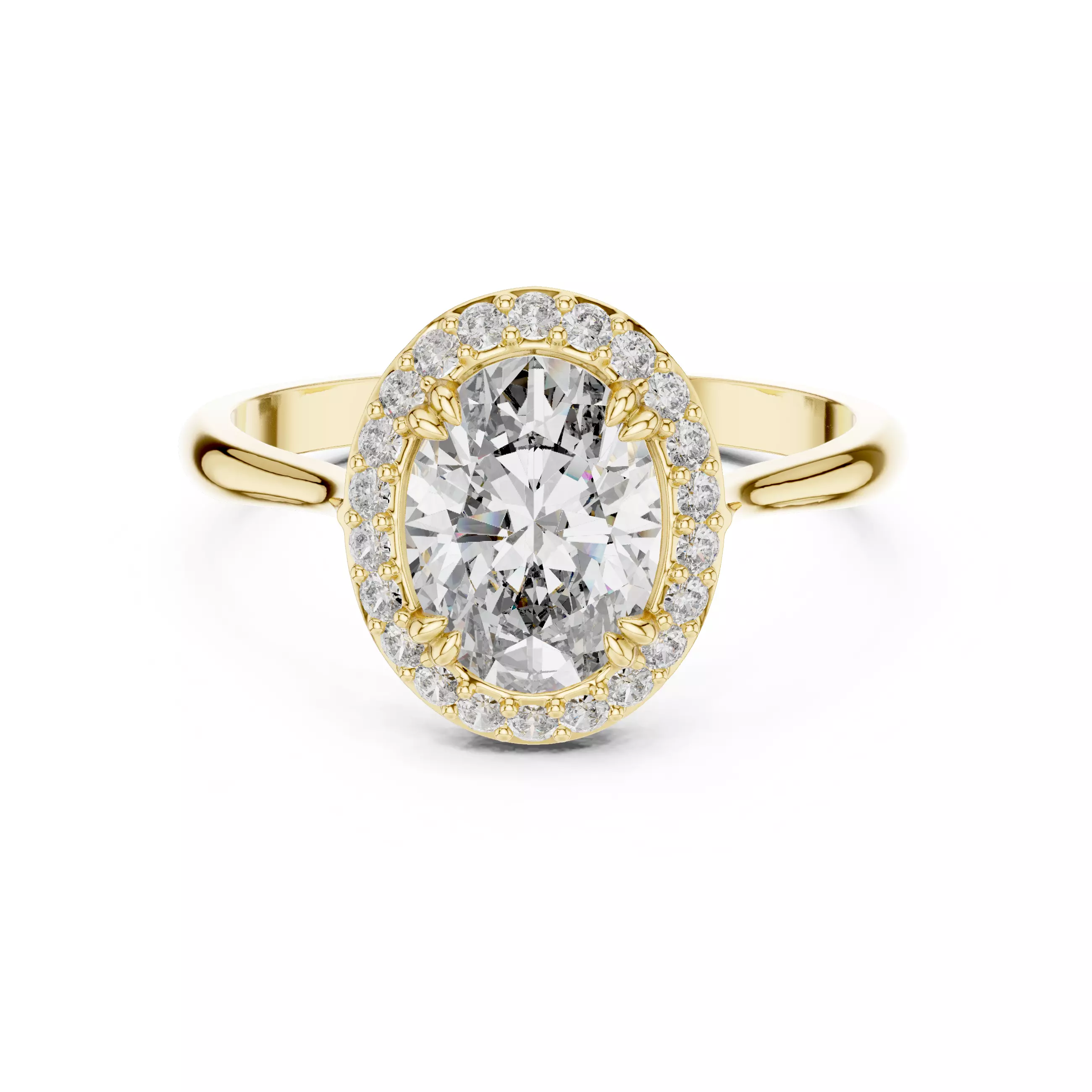 Oval Halo Solitaire Ring 3dm stl renders 360 animation videos 3D print model_13