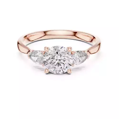 Round Pear Trio Solitaire Ring 3dm stl renders 360 animation