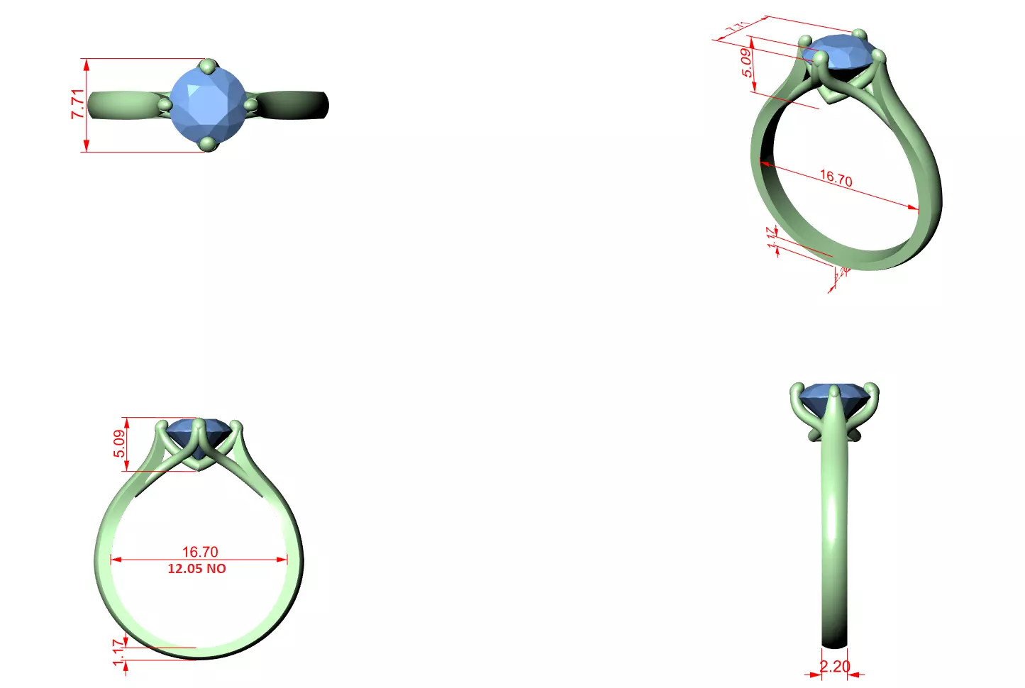 Round Mono Solitaire Ring 3dm stl renders 360 animation videos  3D print model_1