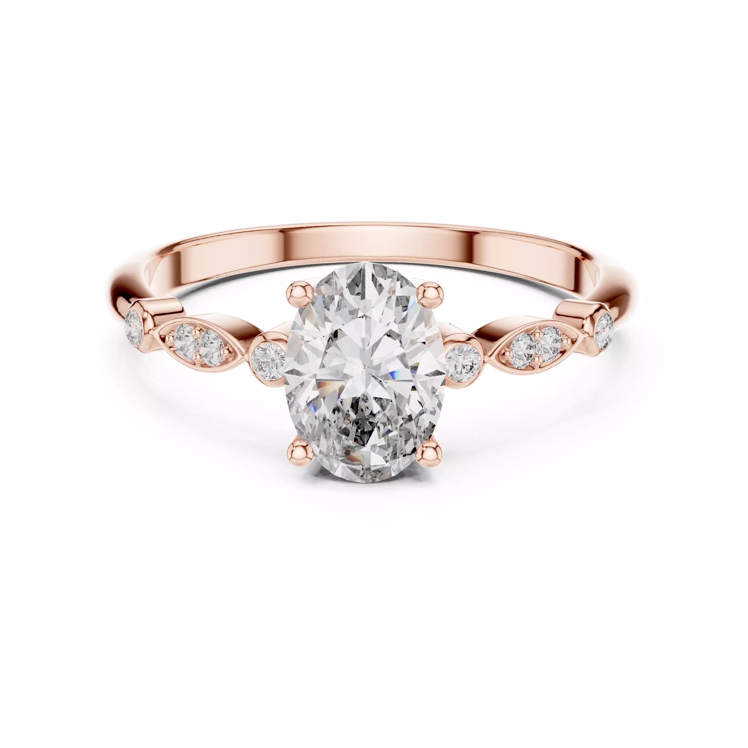 Oval Solitaire Ring 3dm stl renders 360 animation videos 3D print model_0