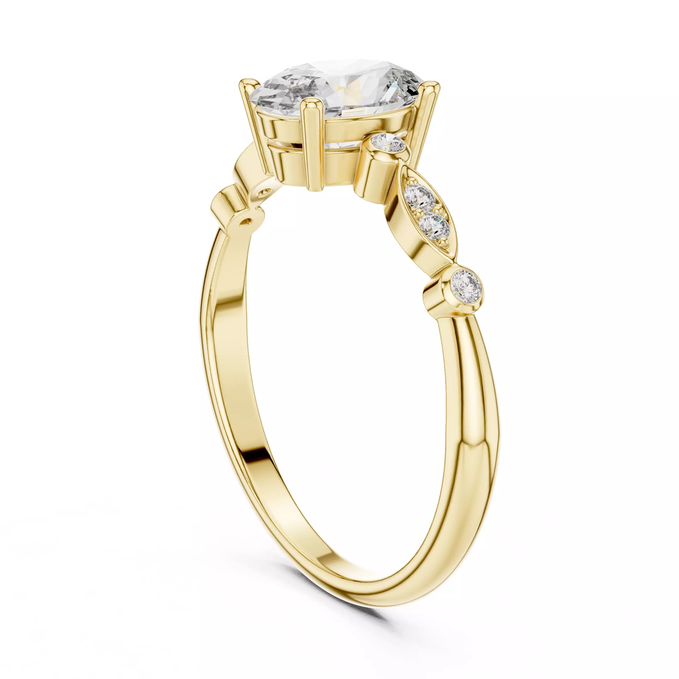 Oval Solitaire Ring 3dm stl renders 360 animation videos 3D print model_10