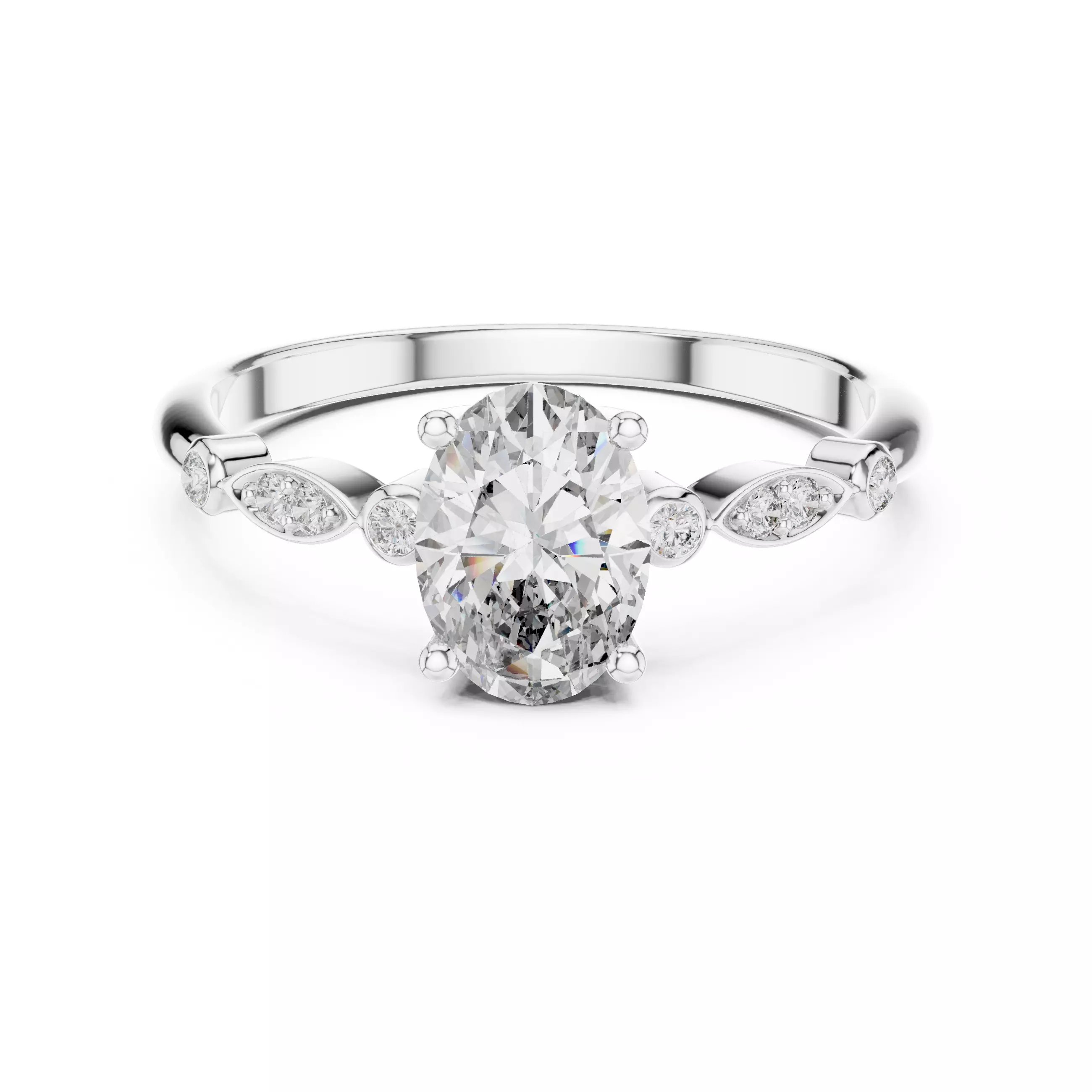 Oval Solitaire Ring 3dm stl renders 360 animation videos 3D print model_9