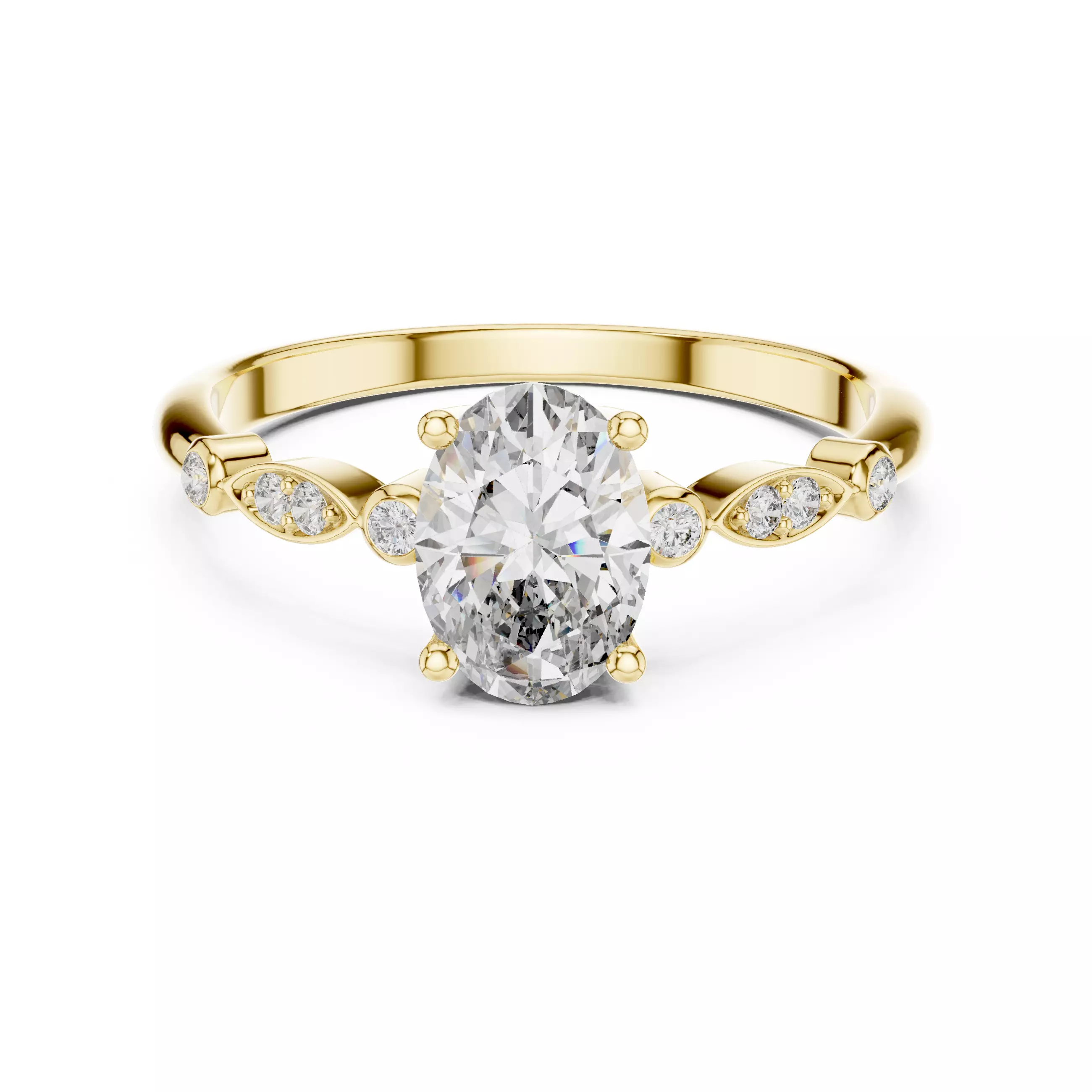 Oval Solitaire Ring 3dm stl renders 360 animation videos 3D print model_13