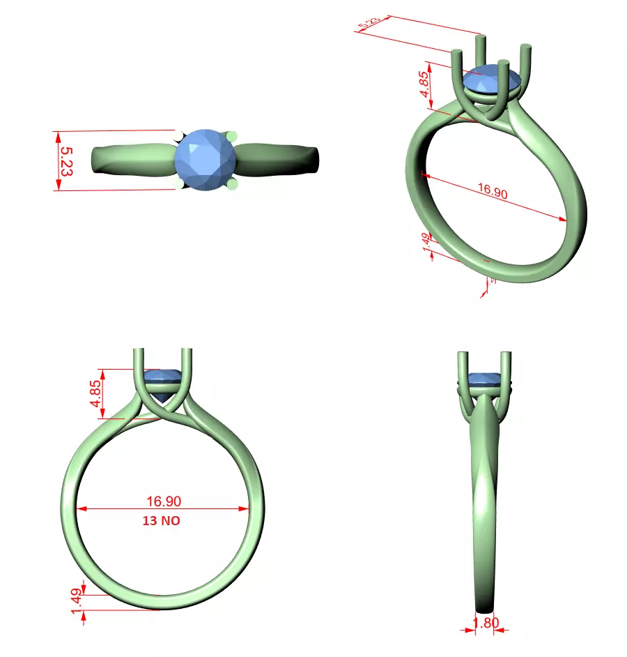 Round Mono Solitaire Ring 3dm stl renders 360 animation videos 3D print model_1