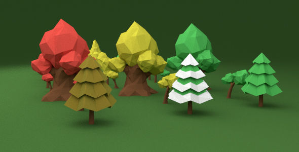 Low Poly Game Trees Pack Low-poly 3D model_5