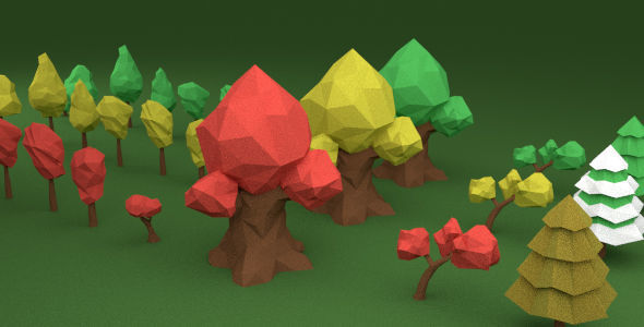 Low Poly Game Trees Pack Low-poly 3D model_4