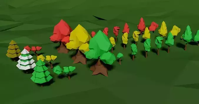Low Poly Game Trees Pack Low-poly 3D model