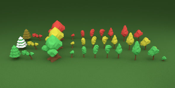Low Poly Game Trees Pack Low-poly 3D model_7