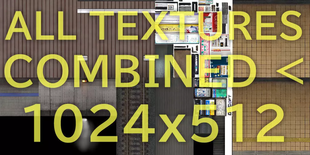 Japan Subway Train Station PS1 style Low-poly 3D model_17