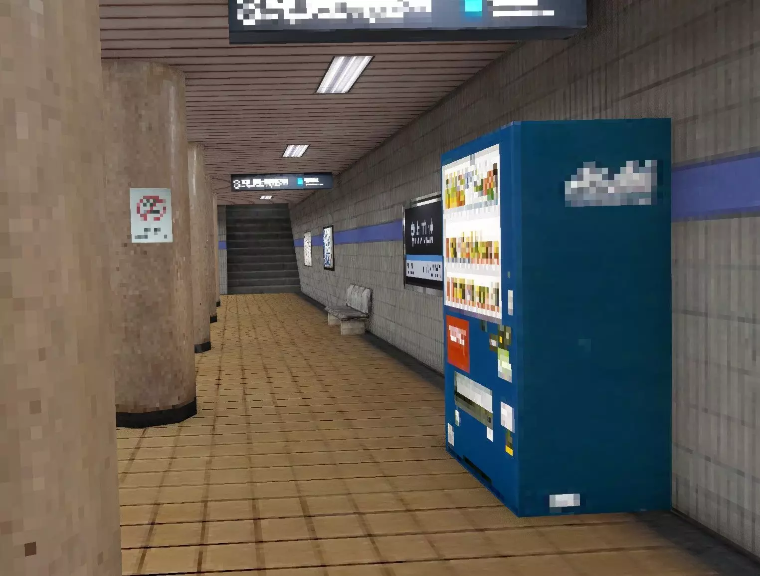 Japan Subway Train Station PS1 style Low-poly 3D model_11
