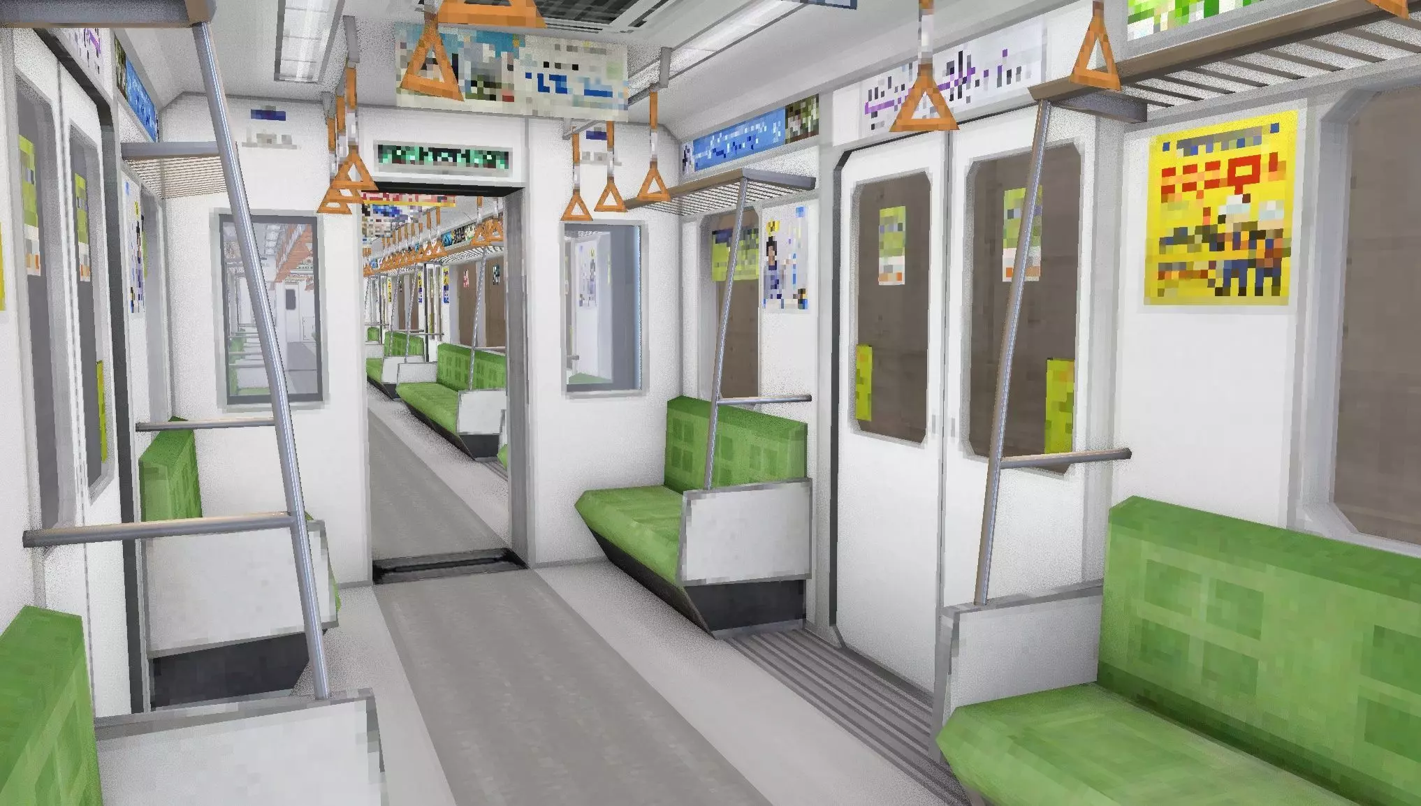 Japan Subway Train Station PS1 style Low-poly 3D model_9