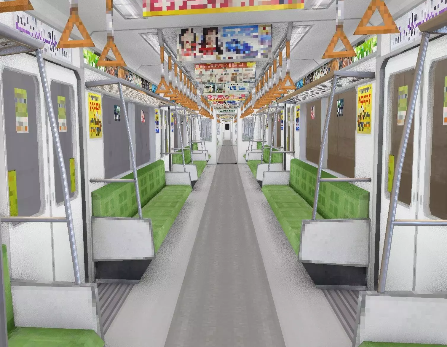 Japan Subway Train Station PS1 style Low-poly 3D model_5
