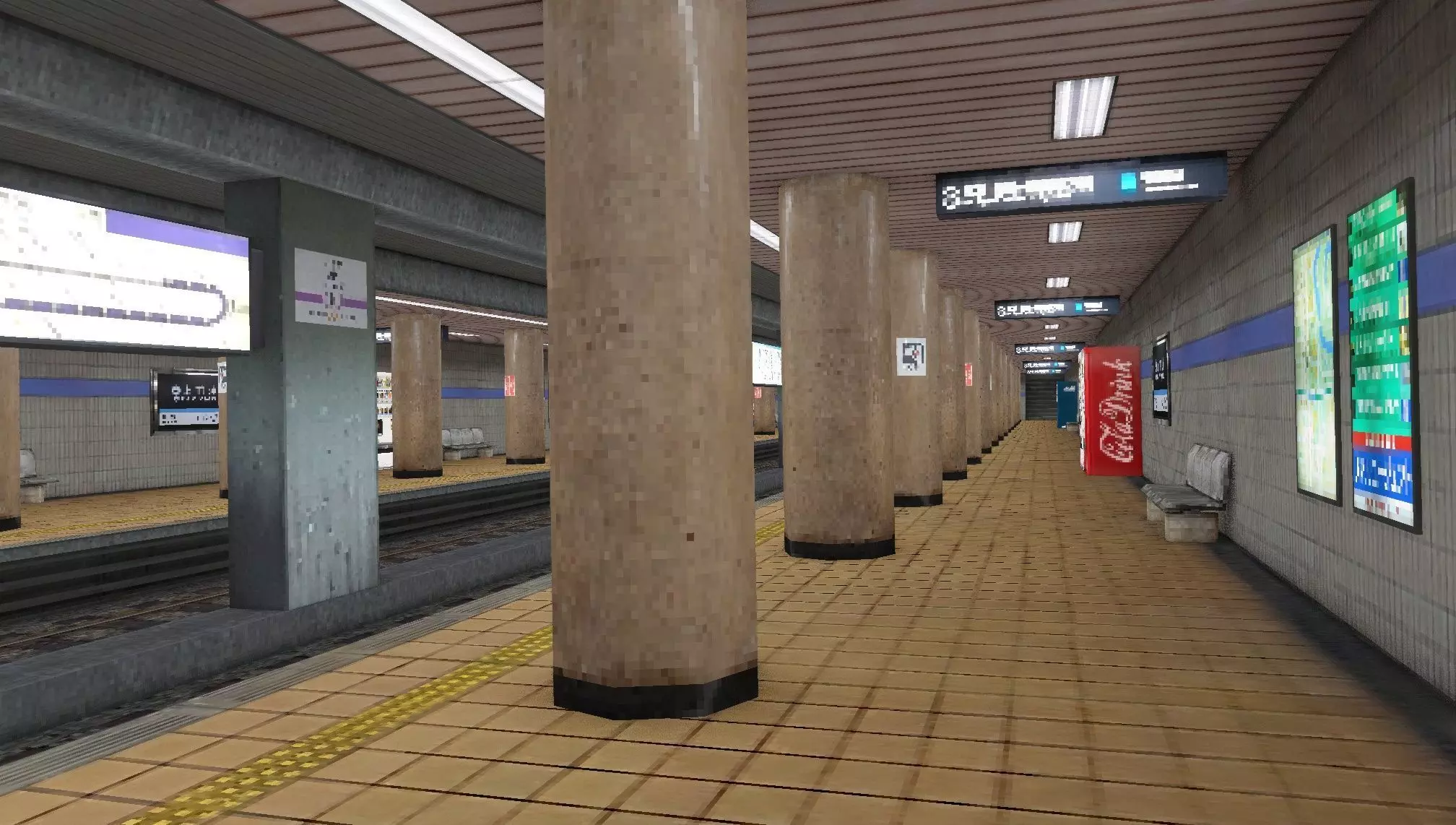 Japan Subway Train Station PS1 style Low-poly 3D model_7
