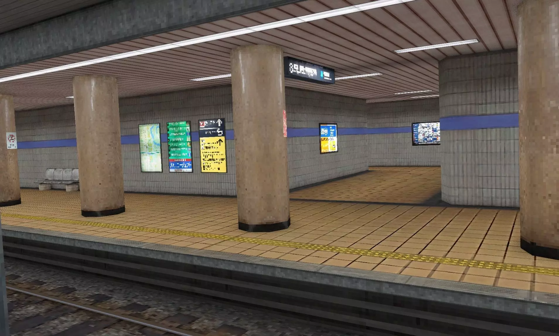 Japan Subway Train Station PS1 style Low-poly 3D model_13