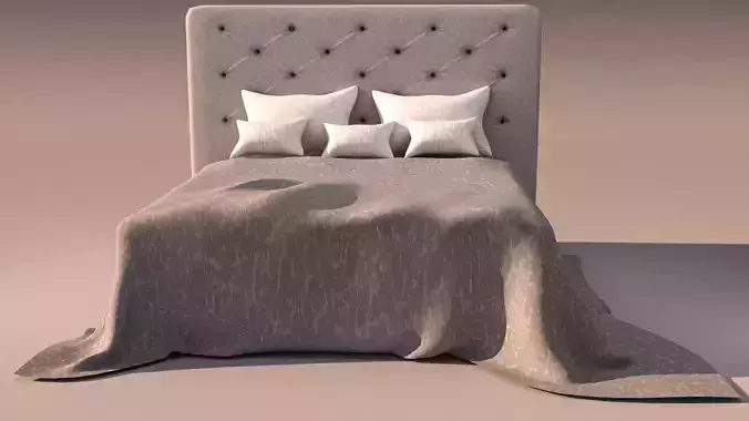 Fluffy Modern Bed  3D model
