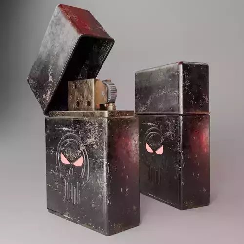 Vintage Skull Engraved Lighter Realistic 3D Model 3D model