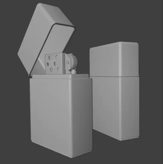 Vintage Skull Engraved Lighter Realistic 3D Model 3D model_3