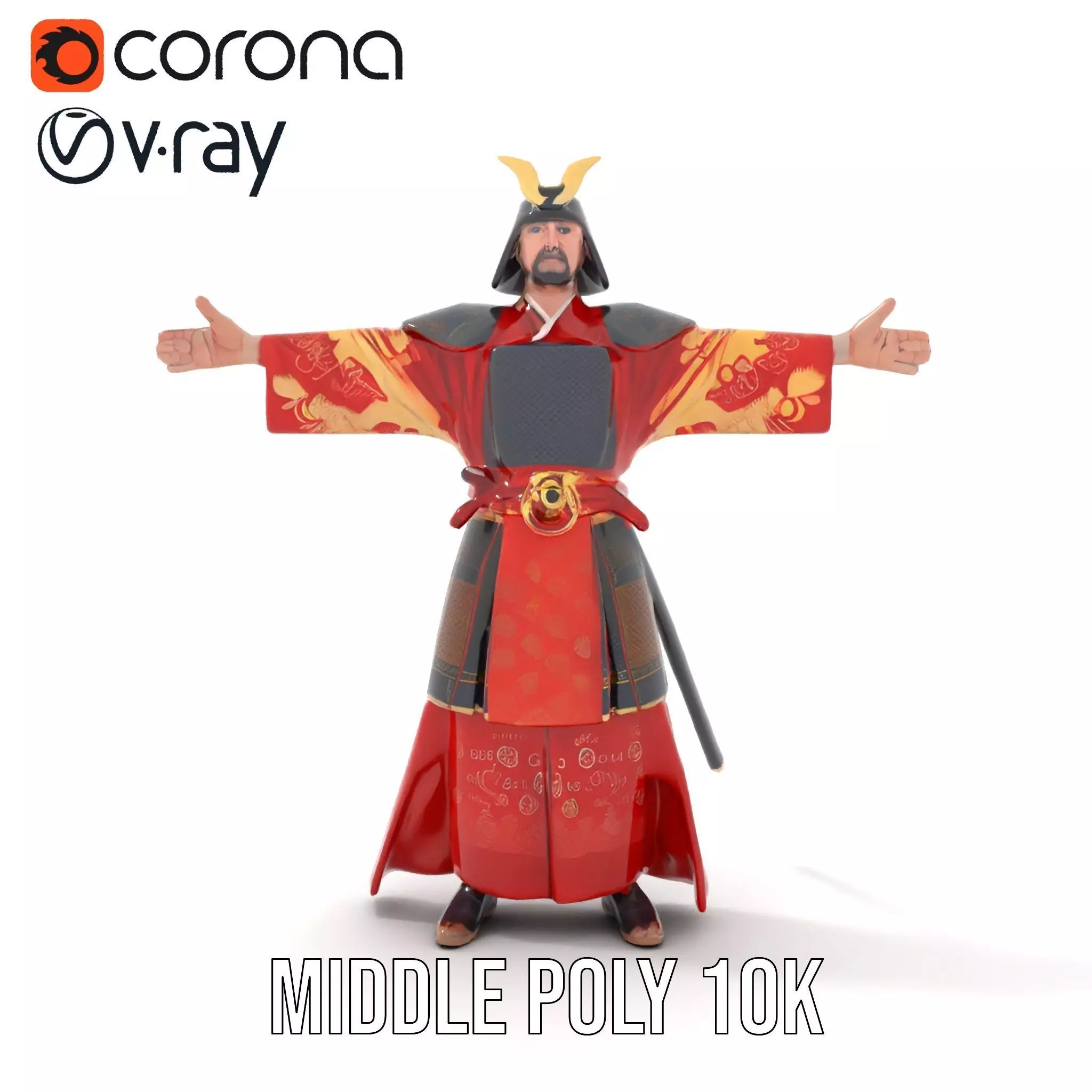 Samurai Warrior Armor model pack Low-poly 3D model_26