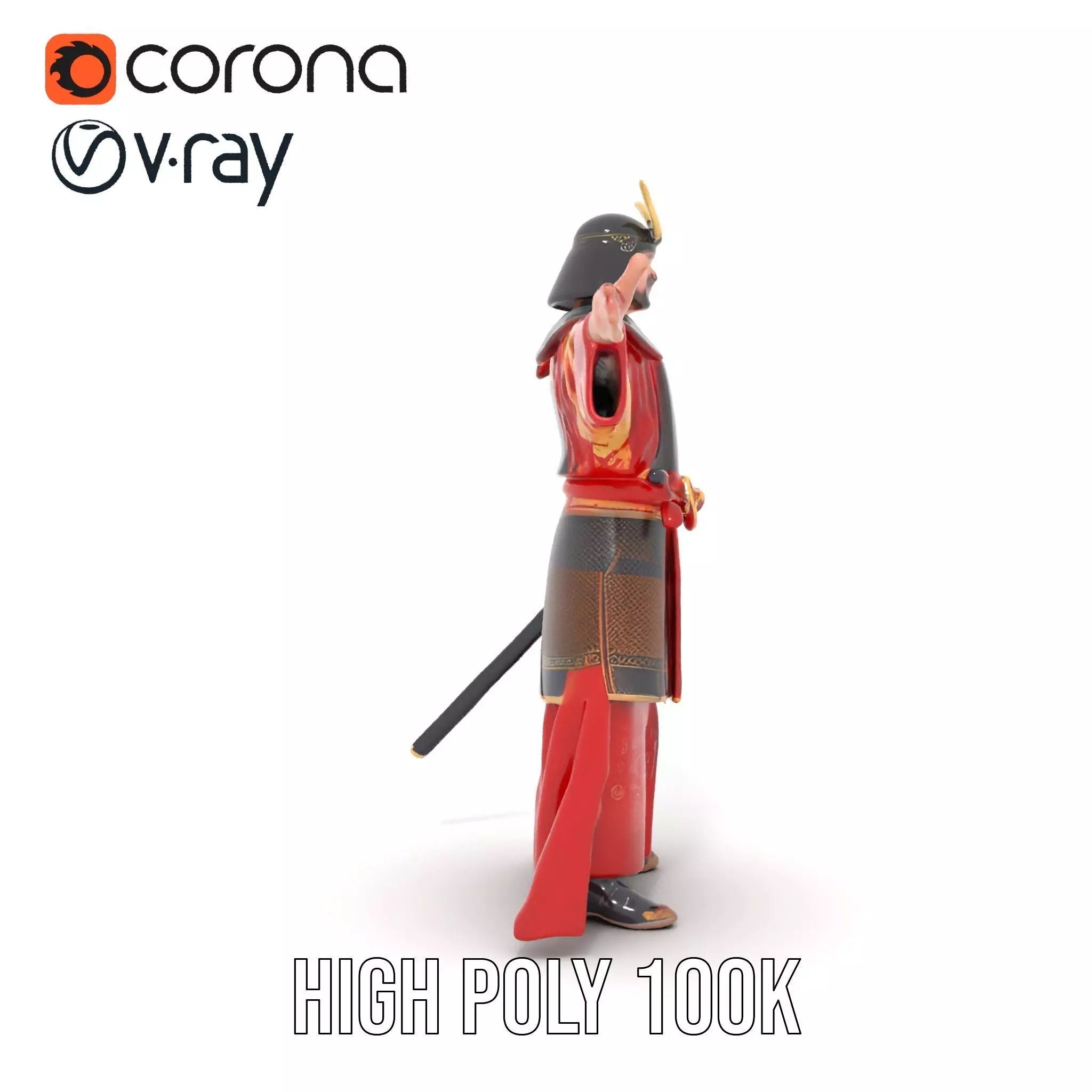 Samurai Warrior Armor model pack Low-poly 3D model_28