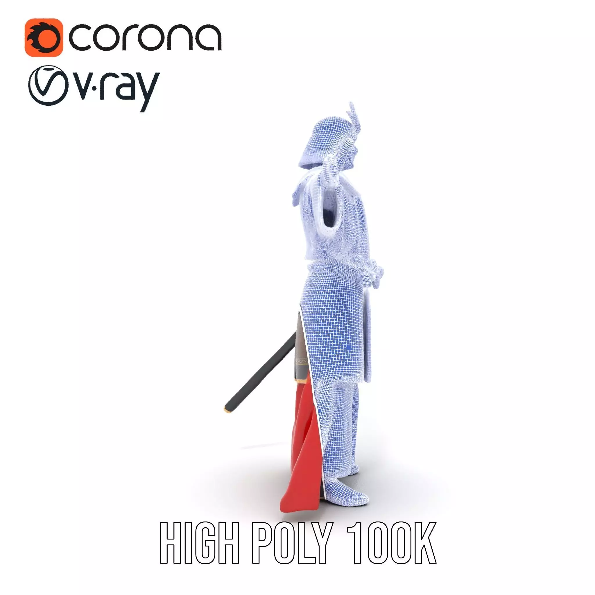 Samurai Warrior Armor model pack Low-poly 3D model_34