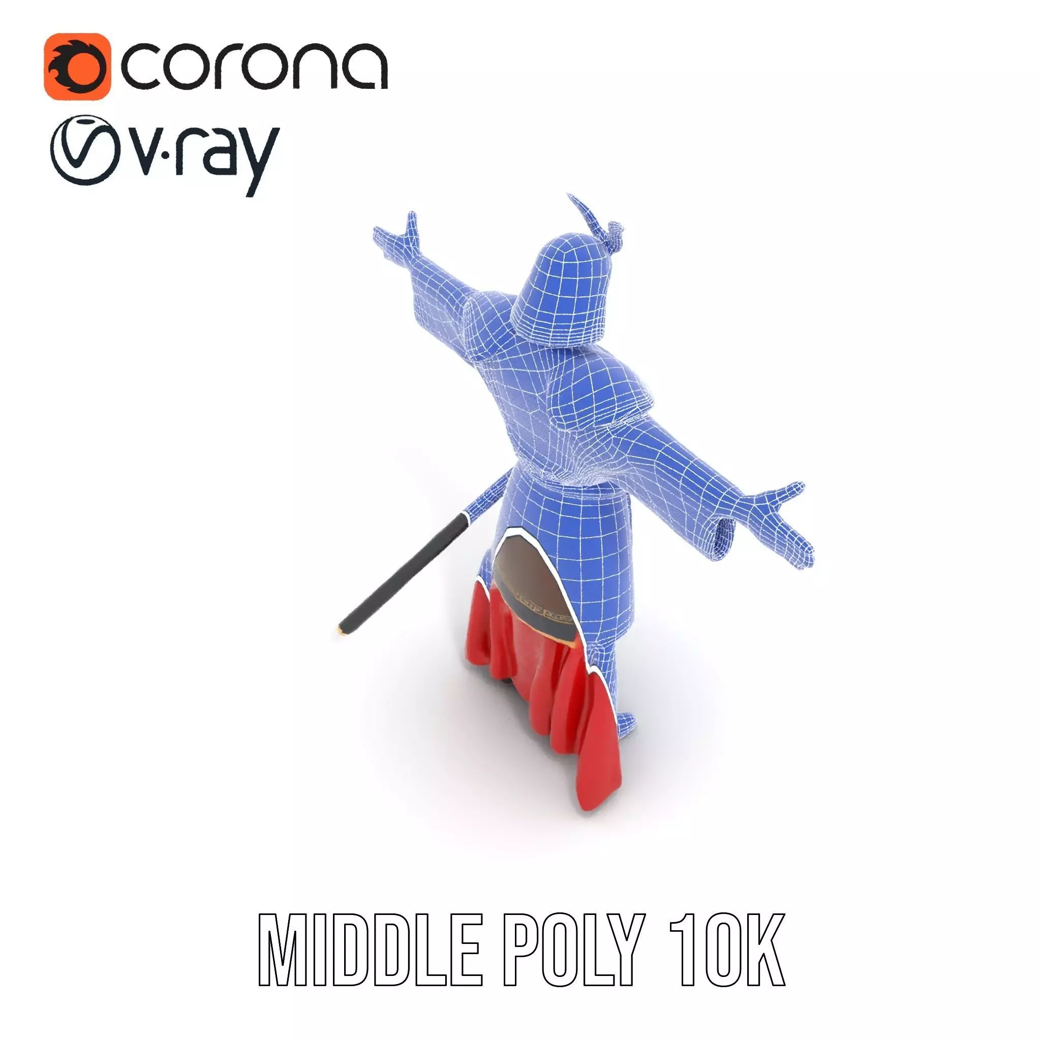 Samurai Warrior Armor model pack Low-poly 3D model_15