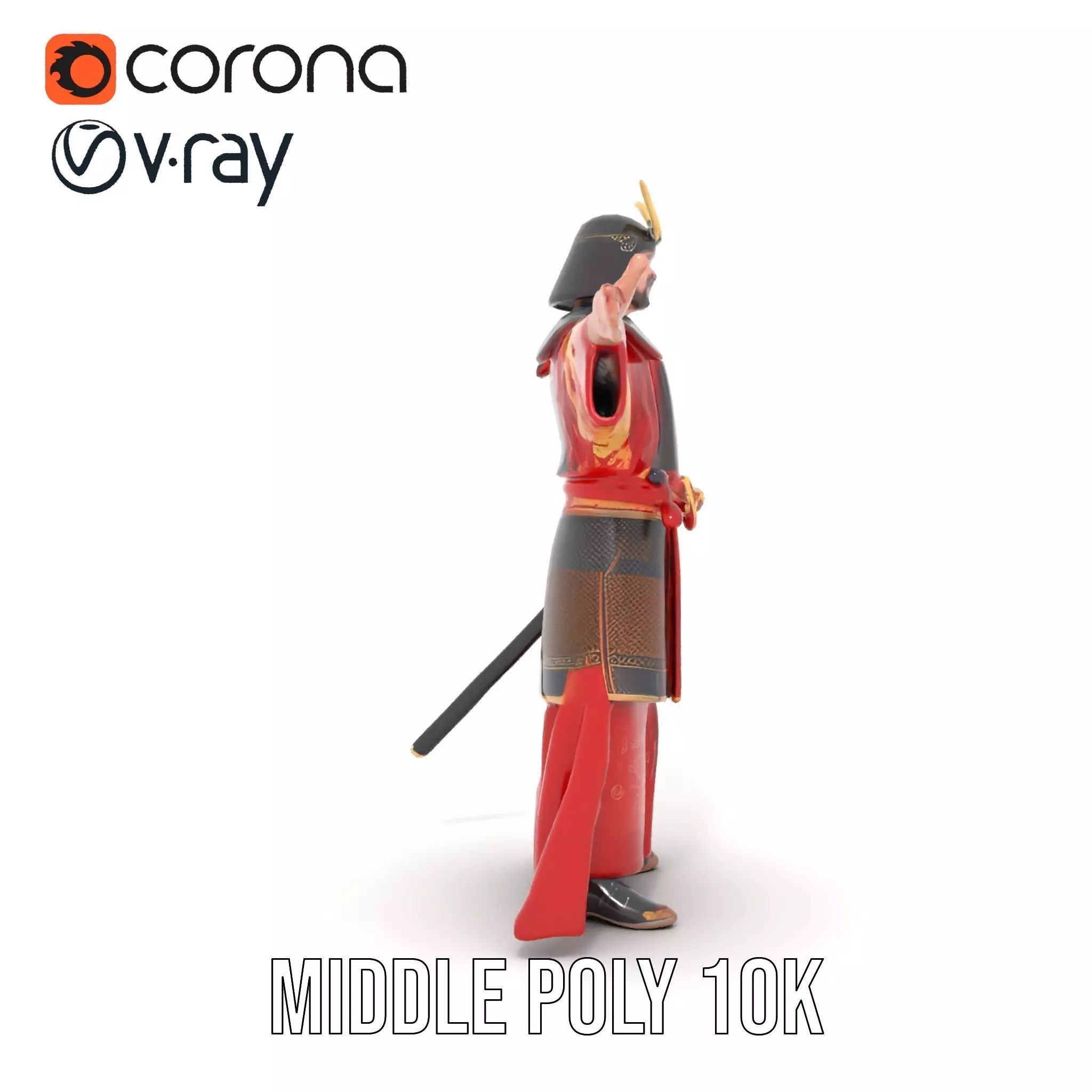 Samurai Warrior Armor model pack Low-poly 3D model_23