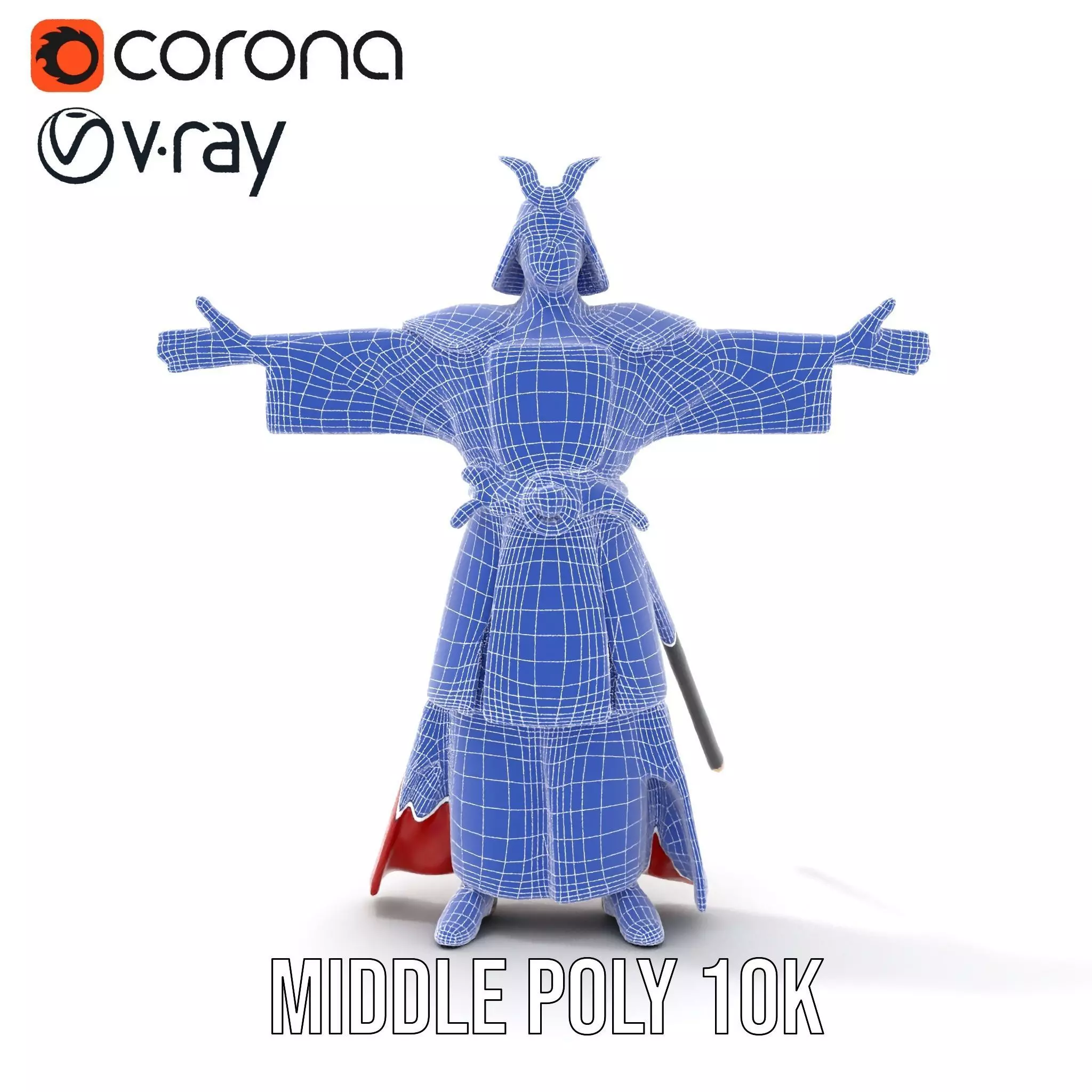 Samurai Warrior Armor model pack Low-poly 3D model_12