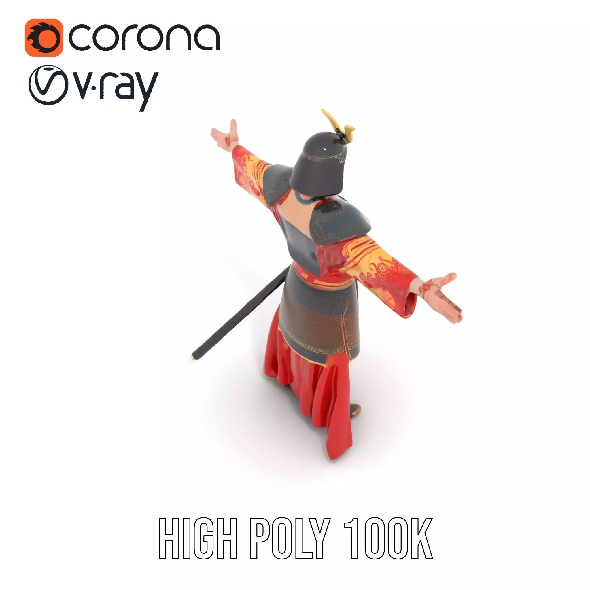 Samurai Warrior Armor model pack Low-poly 3D model_22