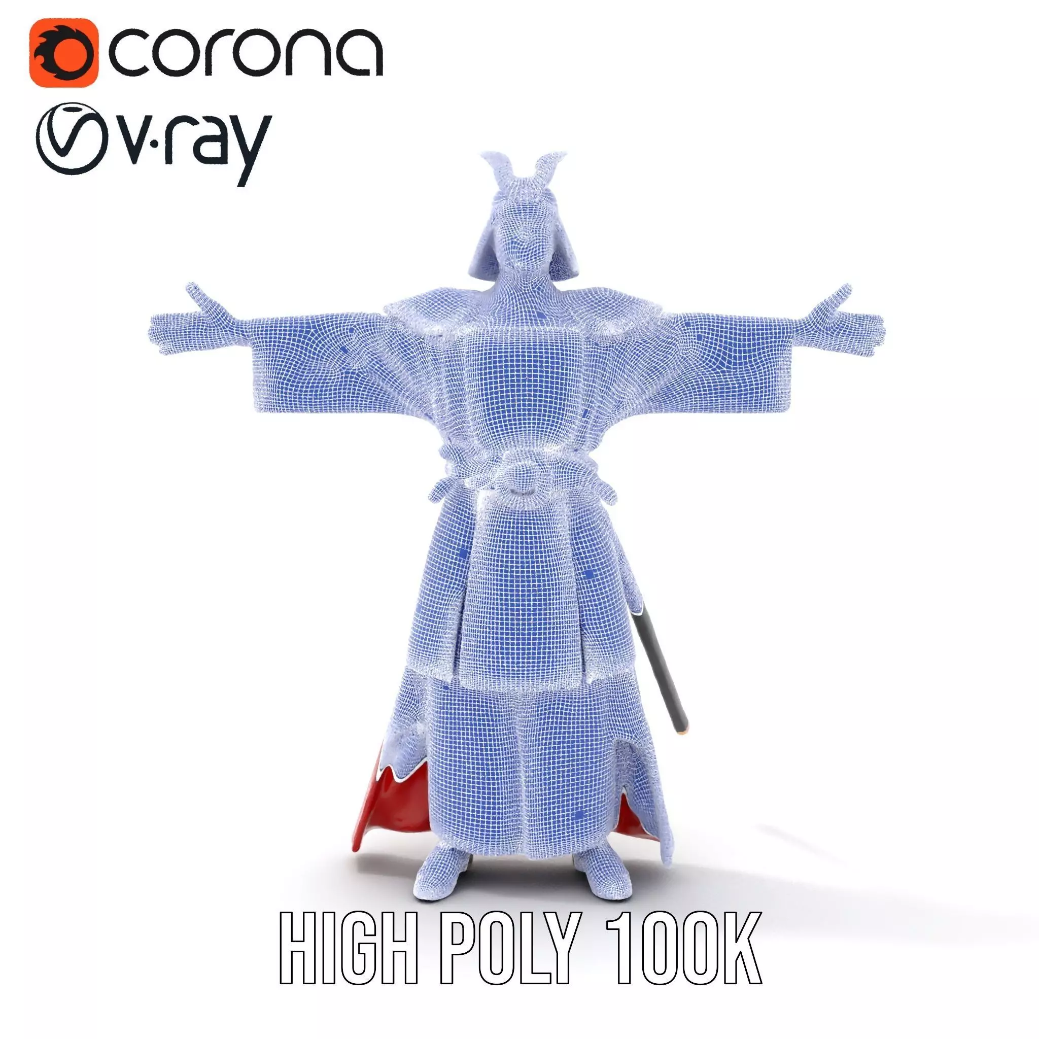 Samurai Warrior Armor model pack Low-poly 3D model_31