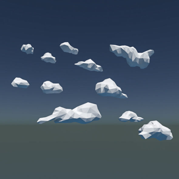 Low Poly Cloud Pack Low-poly 3D model_2