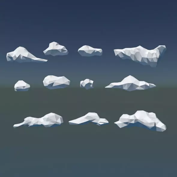 Low Poly Cloud Pack Low-poly 3D model_0
