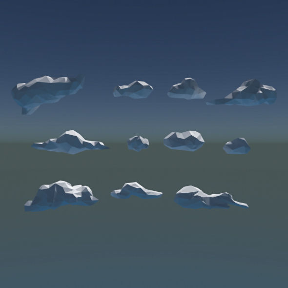 Low Poly Cloud Pack Low-poly 3D model_3