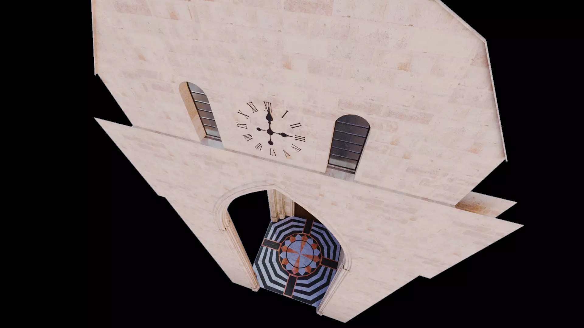 Cathedral Romanesque Entrance PORTAL Section - ONLY  Low-poly 3D model_6