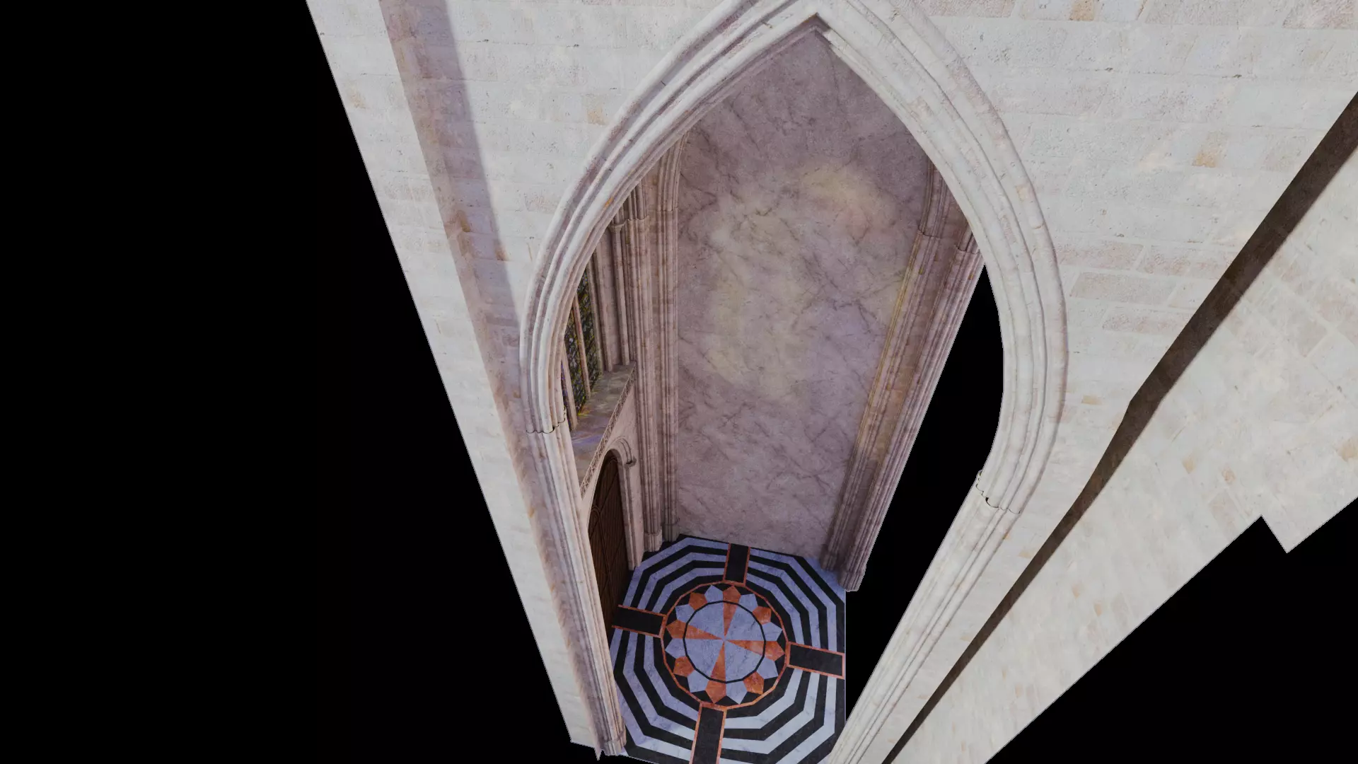 Cathedral Romanesque Entrance PORTAL Section - ONLY  Low-poly 3D model_7