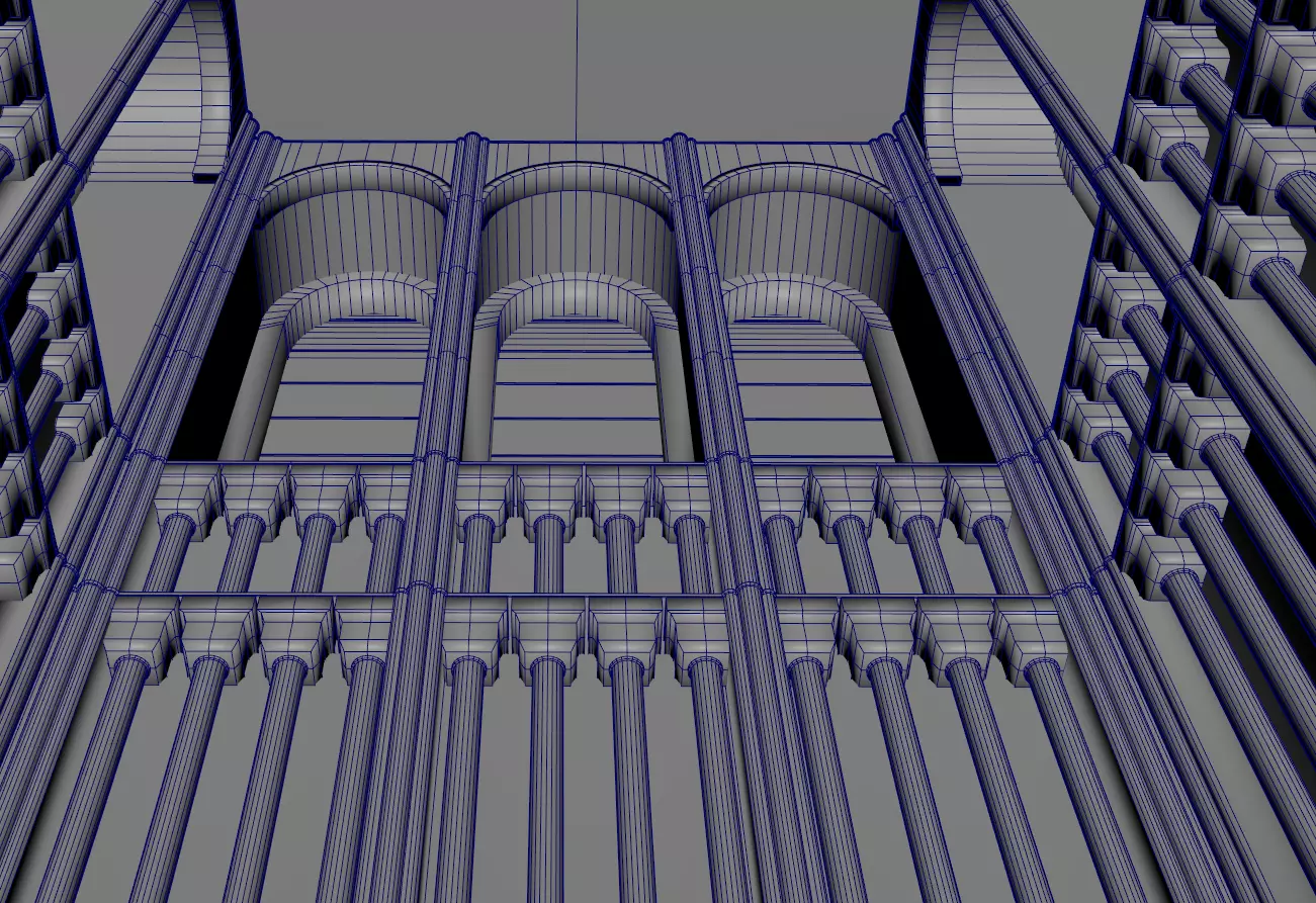 Cathedral Romanesque Entrance PORTAL Section - ONLY  Low-poly 3D model_11