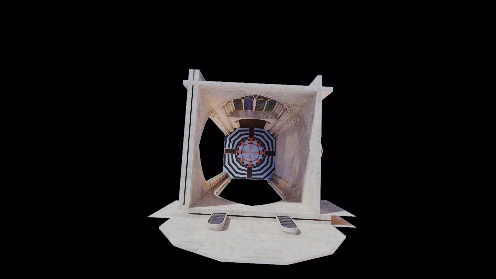 Cathedral Romanesque Entrance PORTAL Section - ONLY  Low-poly 3D model_8