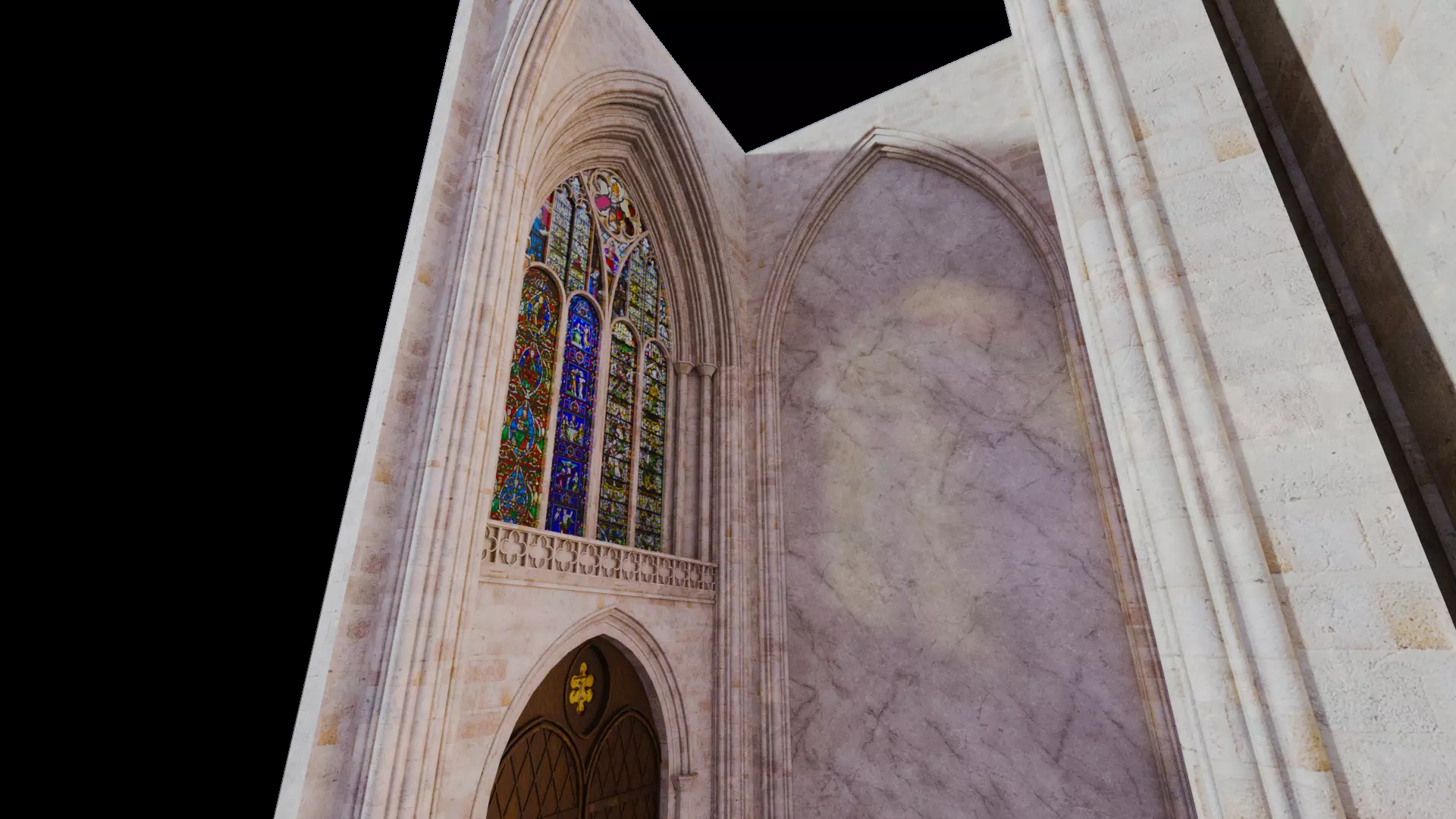 Cathedral Romanesque Entrance PORTAL Section - ONLY  Low-poly 3D model_2