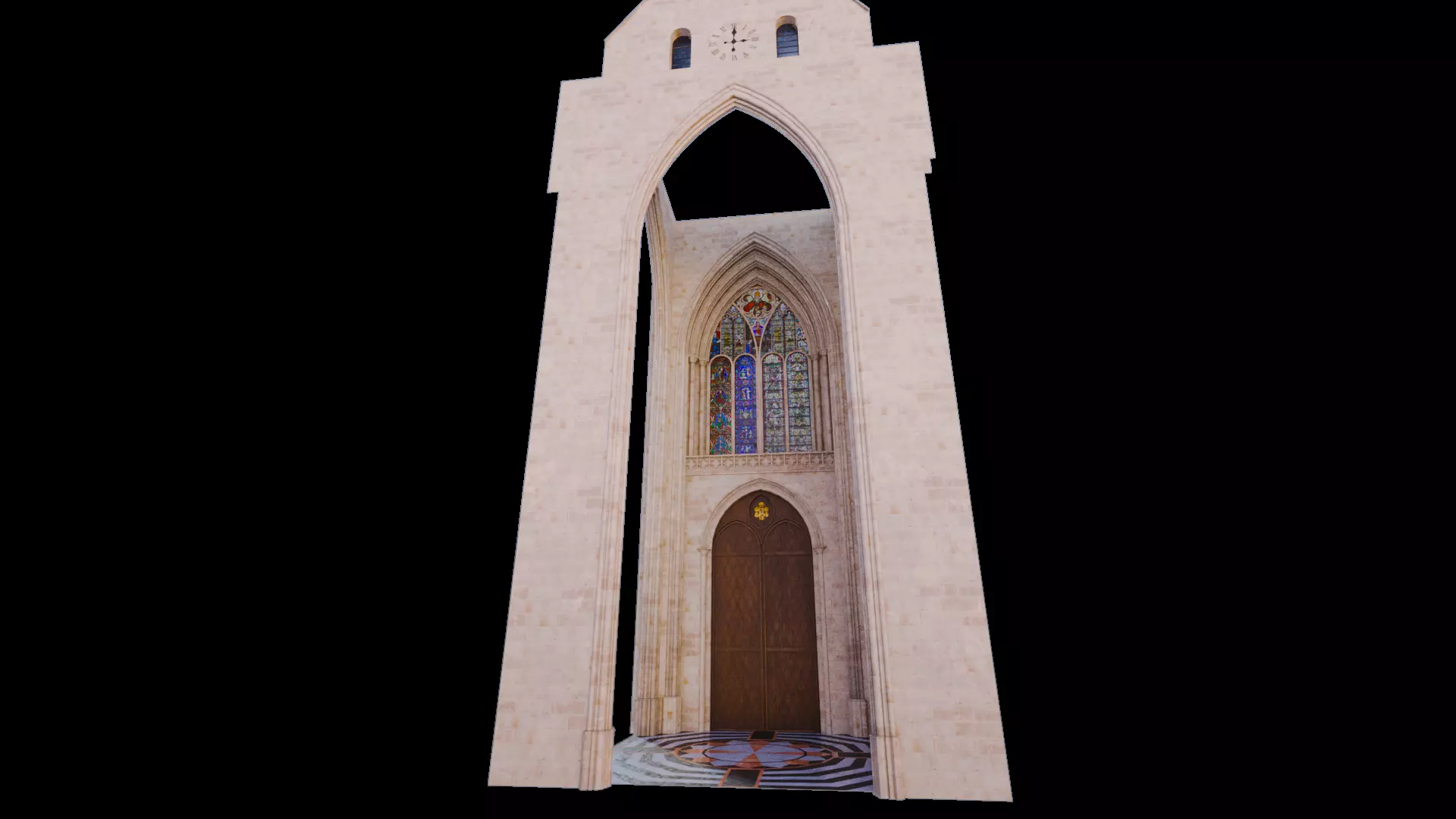 Cathedral Romanesque Entrance PORTAL Section - ONLY  Low-poly 3D model_0