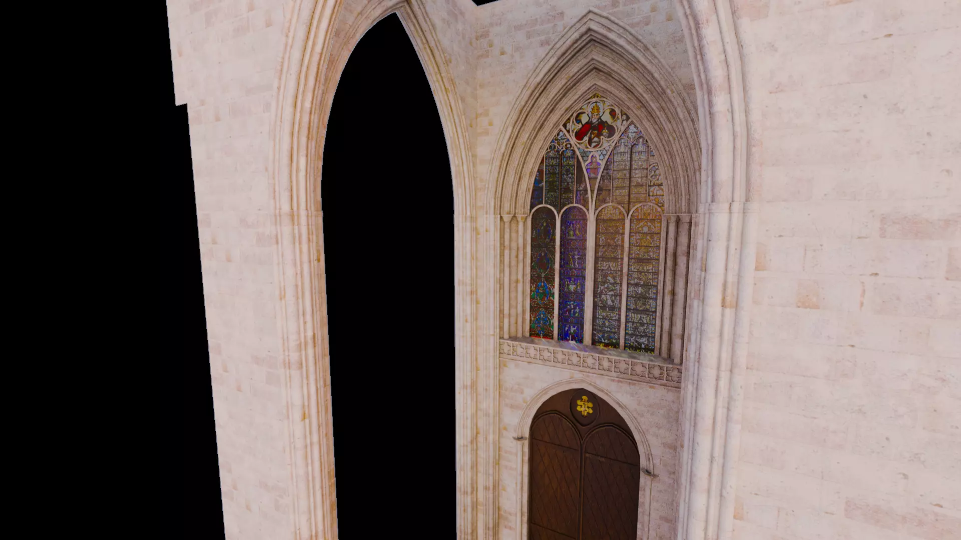 Cathedral Romanesque Entrance PORTAL Section - ONLY  Low-poly 3D model_5