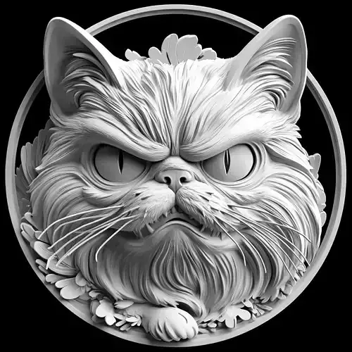 Grumpy Cat Sculpture Relief Art